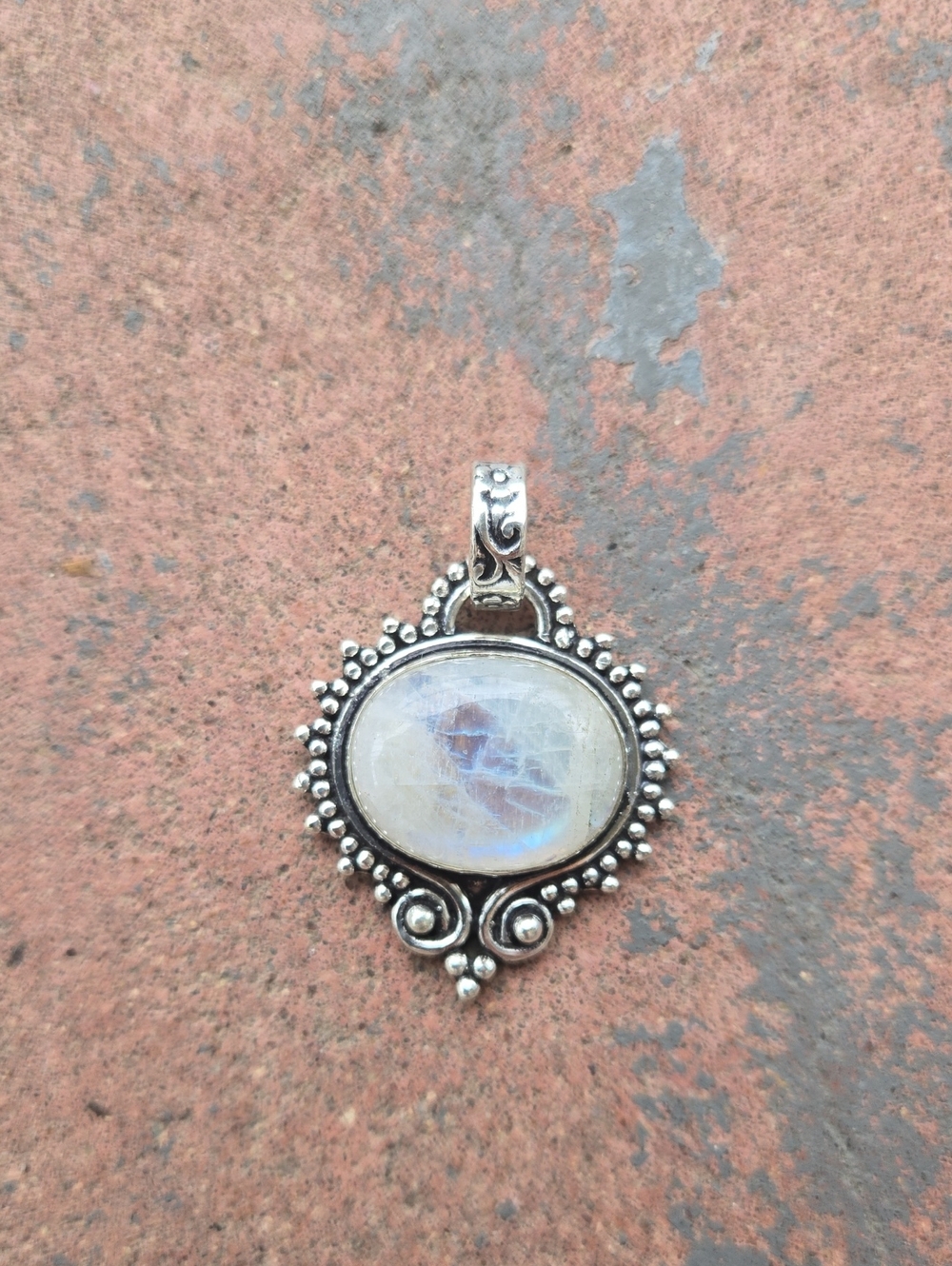 Large Sterling silver Pendant - White Moonstone